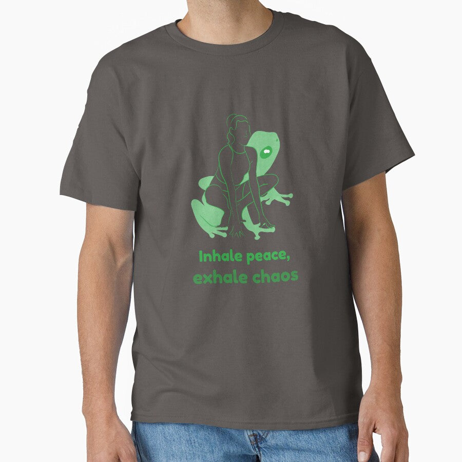 Frog Yoga Pose Mandukasana – Inhale Peace Exhale Chaos Mindful Breathing Yoga Design by WellspringXflow