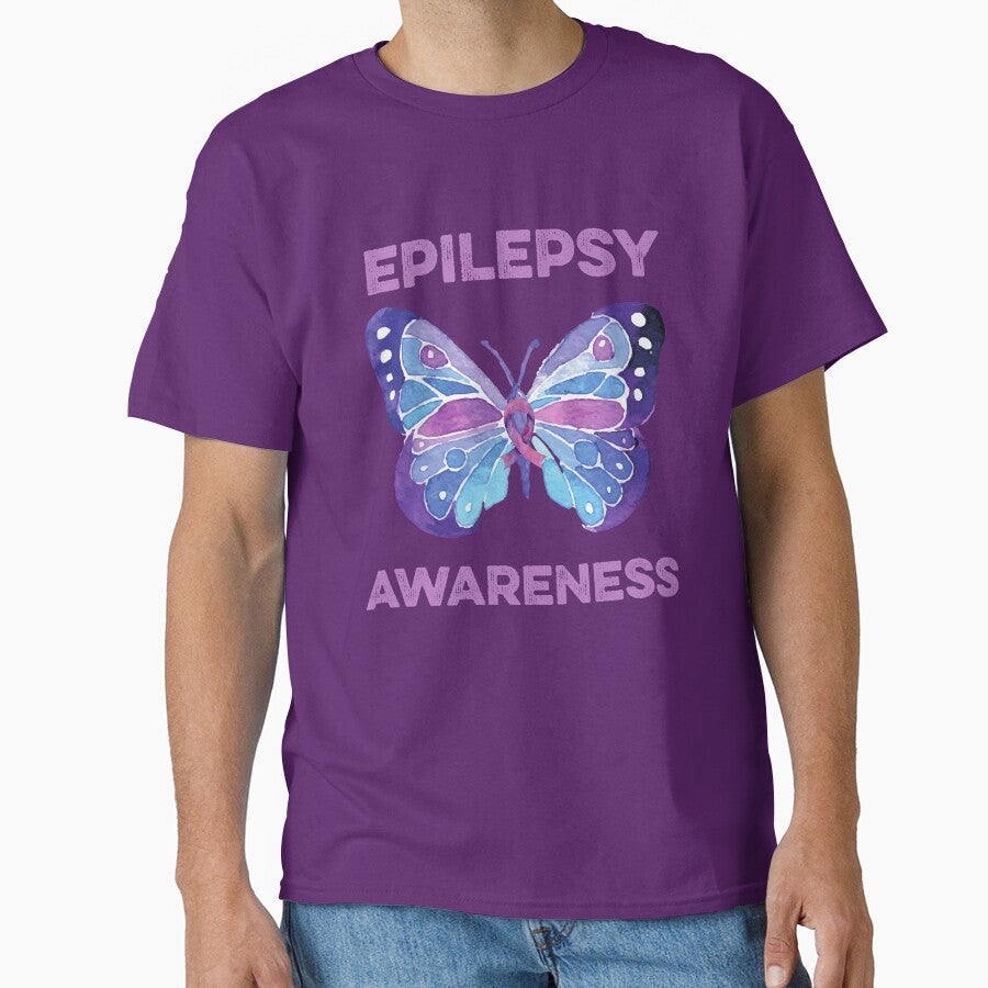 Epilepsy Awareness Butterfly Purple Ribbon Seizure Neurological Brain Disorder by gkao
