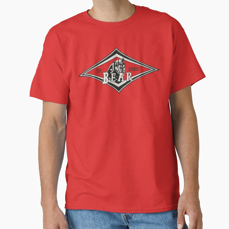 Vintage Surfing Bear Big Wednesday cult Surfboard red surf logo diamond retro T shirt by Kludoman