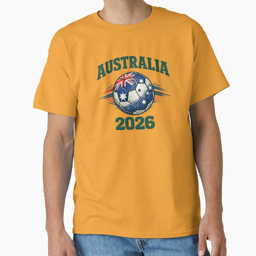 Australia 2026 Soccer, Green & Gold Football Fan Design by Cadsdiva