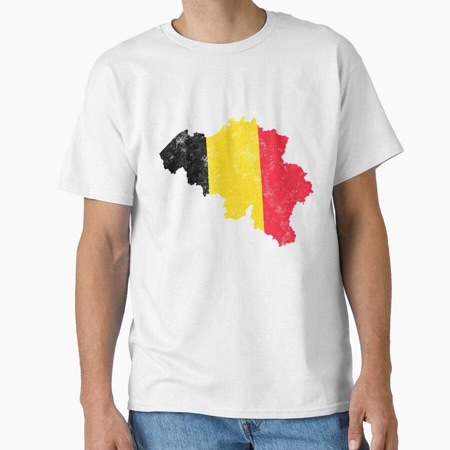 Belgium Flag Map tshirt distressed vintage by farhanhafeez