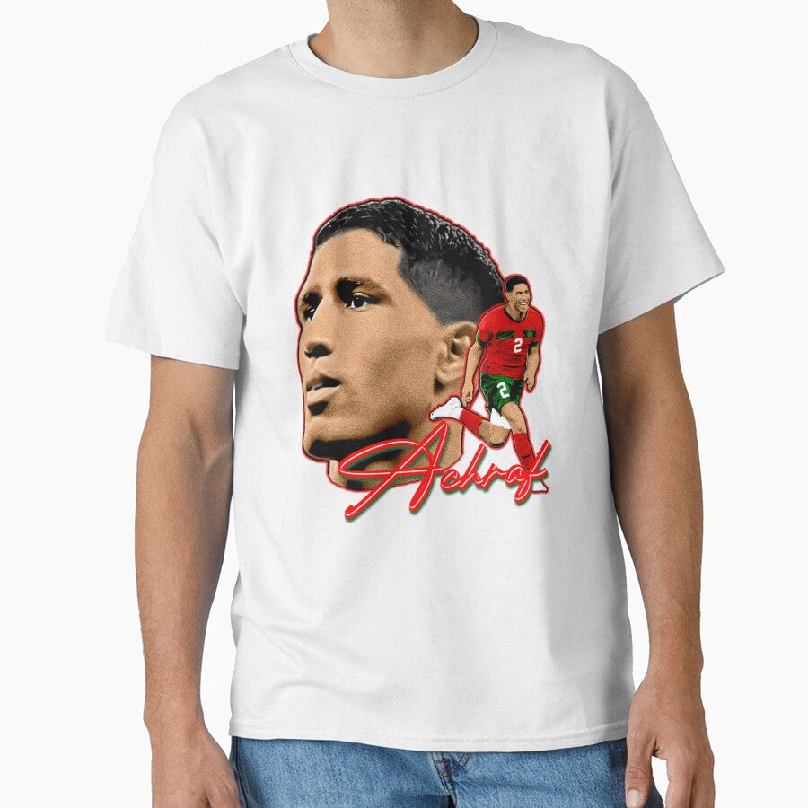 Achraf Hakimi Retro Style Tee Bootleg big face vintage Moroccan Football Legend by graphixpolash