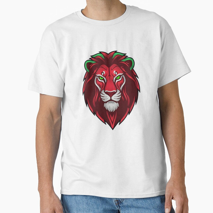 Minimalist Atlas Lion  | Moroccan Flag Colors Emblem | Dima Maghrib Sports Gear by ArtiseGraphics