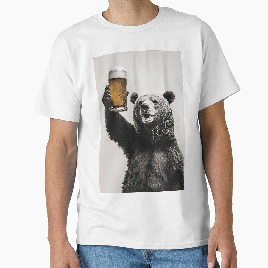 Bear Drinking Beer, Funny Drinking Humor Art by CheekyAnimalz