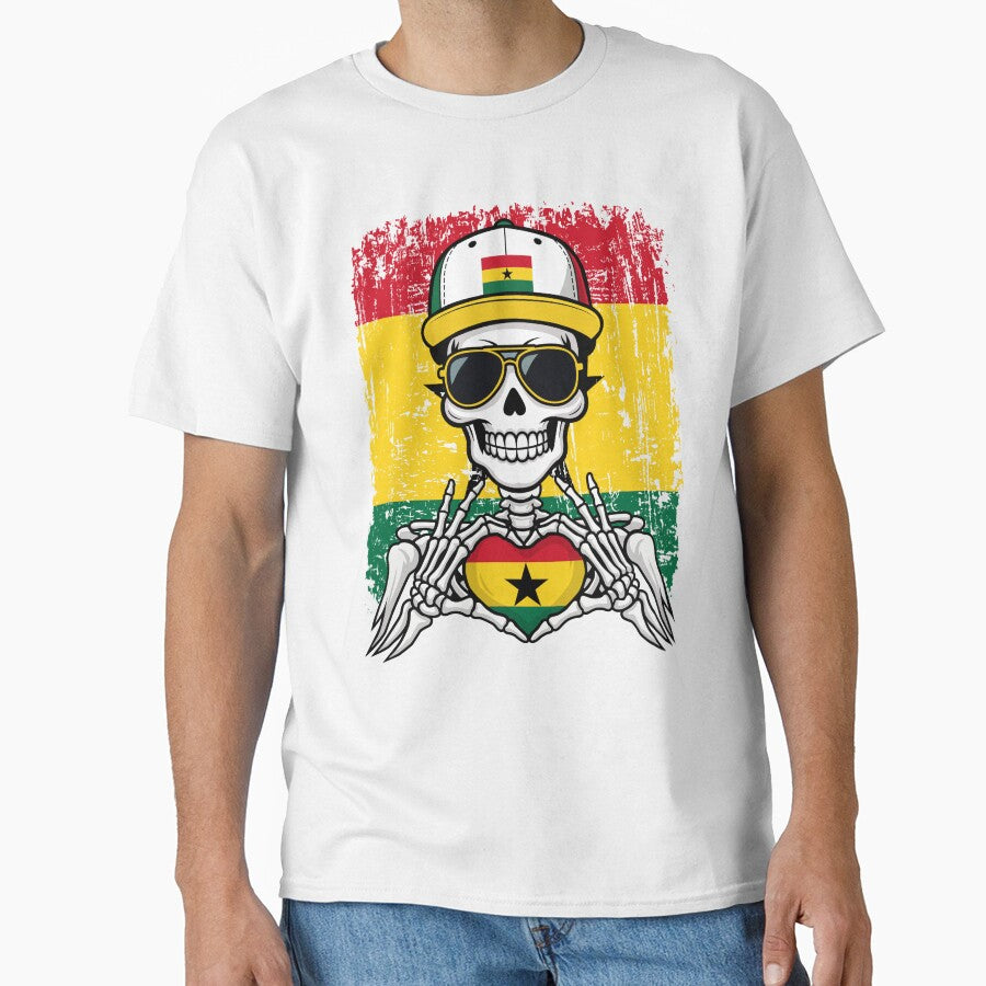 Ghana Pride Skeleton Art Tee by Colorful Designs