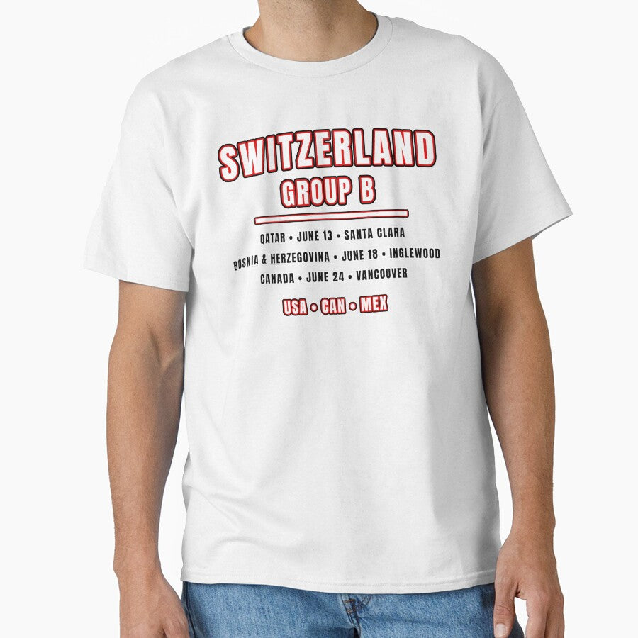 Switzerland Football Fixtures T-Shirt – Group B Schedule Shirt by The Hairy Melon