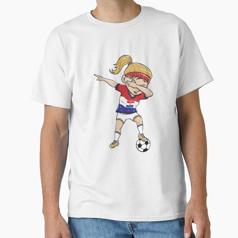 Dabbing Soccer Player Funny Croatia Fan T-Shirt girl by Pummli