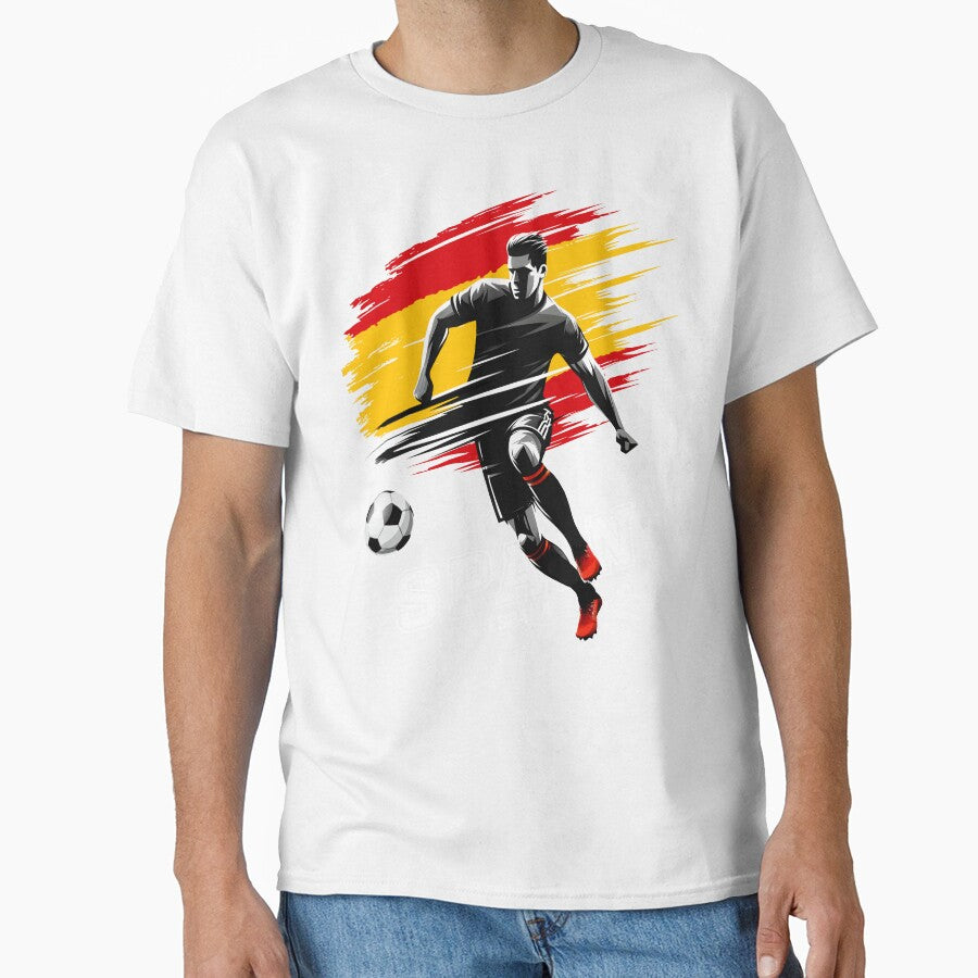 Football Soccer Spain Spanish Flag Banner Player Silhouette by Infinitee8hirts