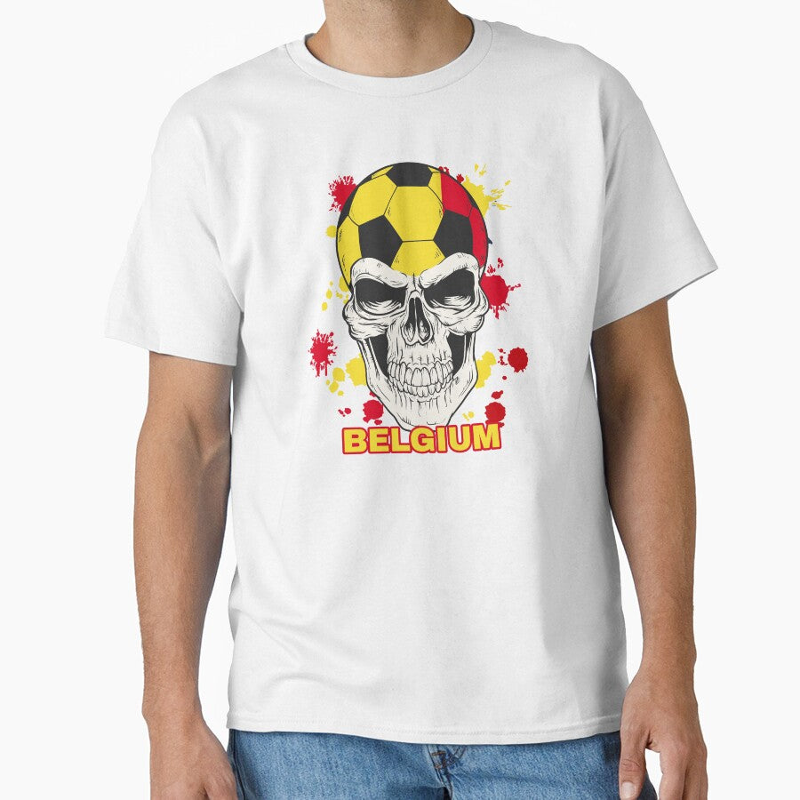 Belgium Soccer Player Belgian Flag Skull by anziehend