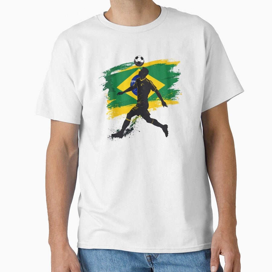 Brazil Soccer Player Art — Brasil Football Flag Action Fan Print by icemanphotos