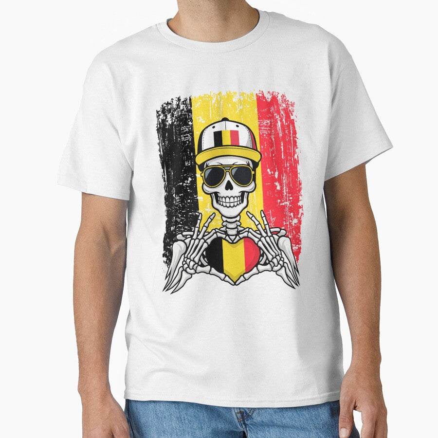 Belgian Pride Skeleton Art Tee by Colorful Designs
