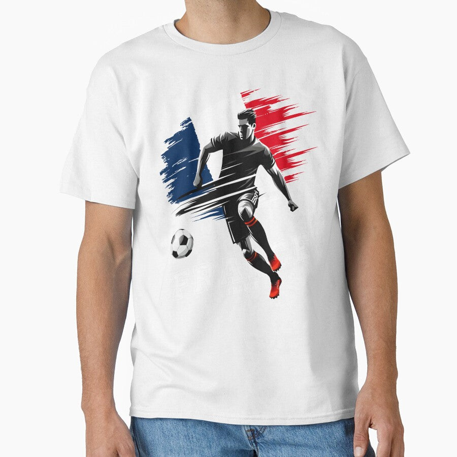 Football Soccer France French Flag Banner Player Silhouette by Infinitee8hirts