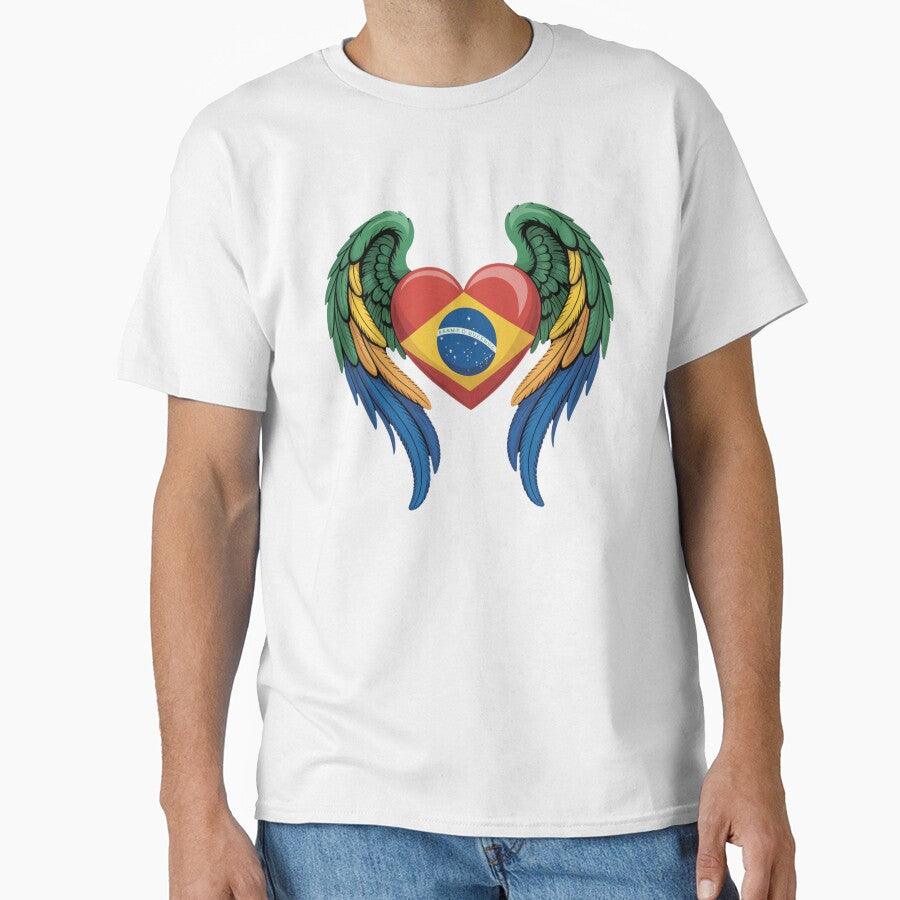 Brazil Flag Heart with Angel Wings National Pride by snowry