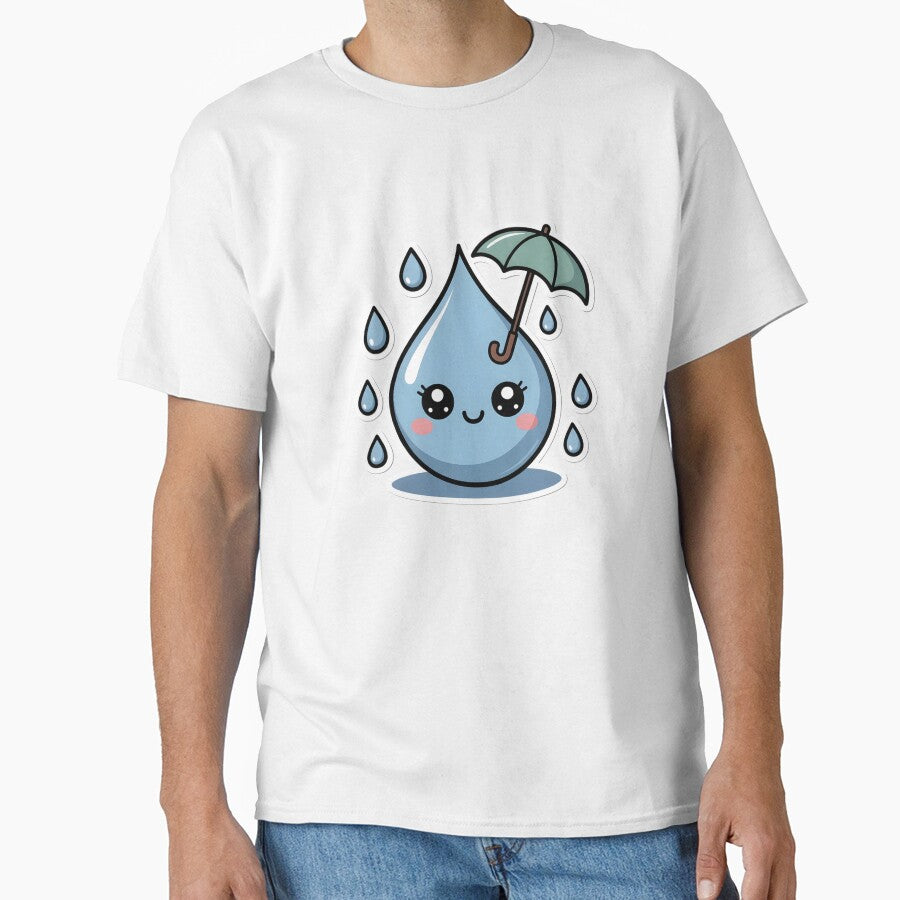 Cute Kawaii Raindrops Pattern – Rainy Day Aesthetic Sticker by DesignEG