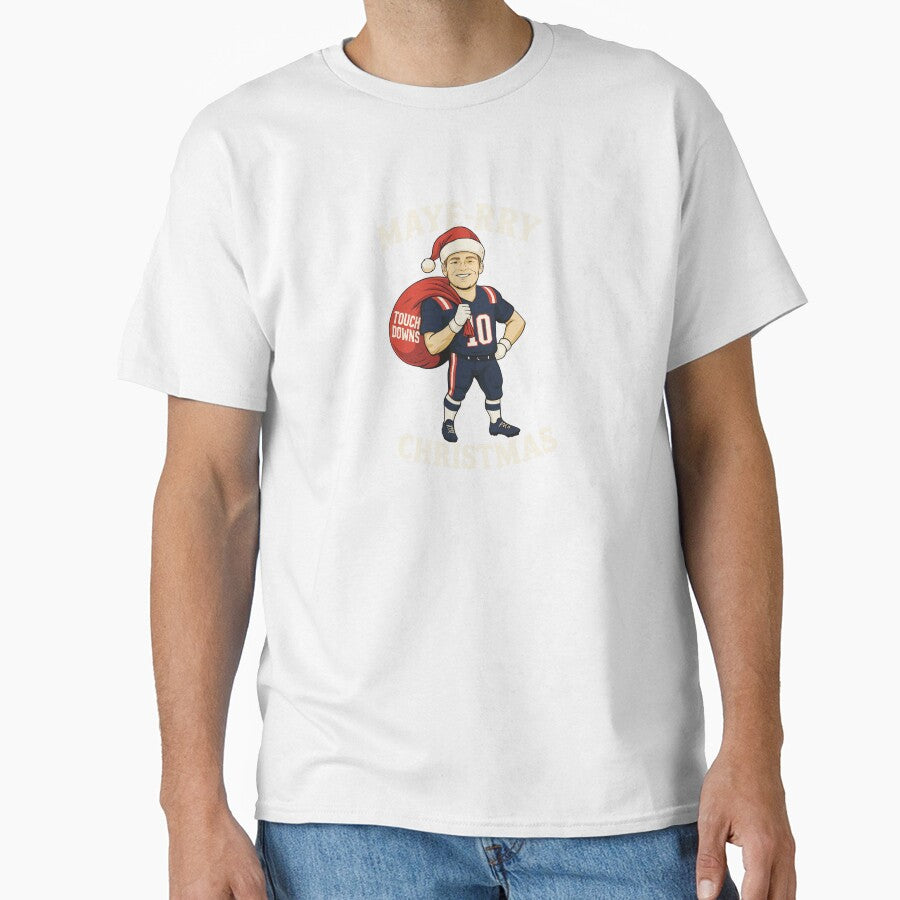 Drake Maye-Rry Funny Xmas New England Christmas Holiday Fan by DevinBooker18x