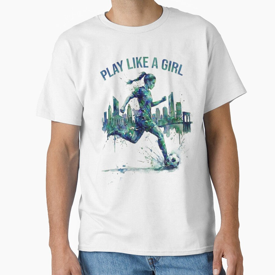 Play Like a Girl NYC Soccer Watercolor Art by laughingshirts