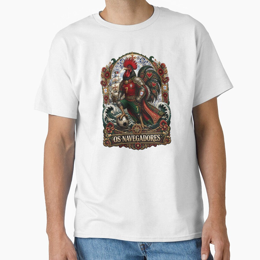 Portugal Soccer Rooster - Os Navegadores  Vintage Portuguese Football Fan T-Shirt by 18-30