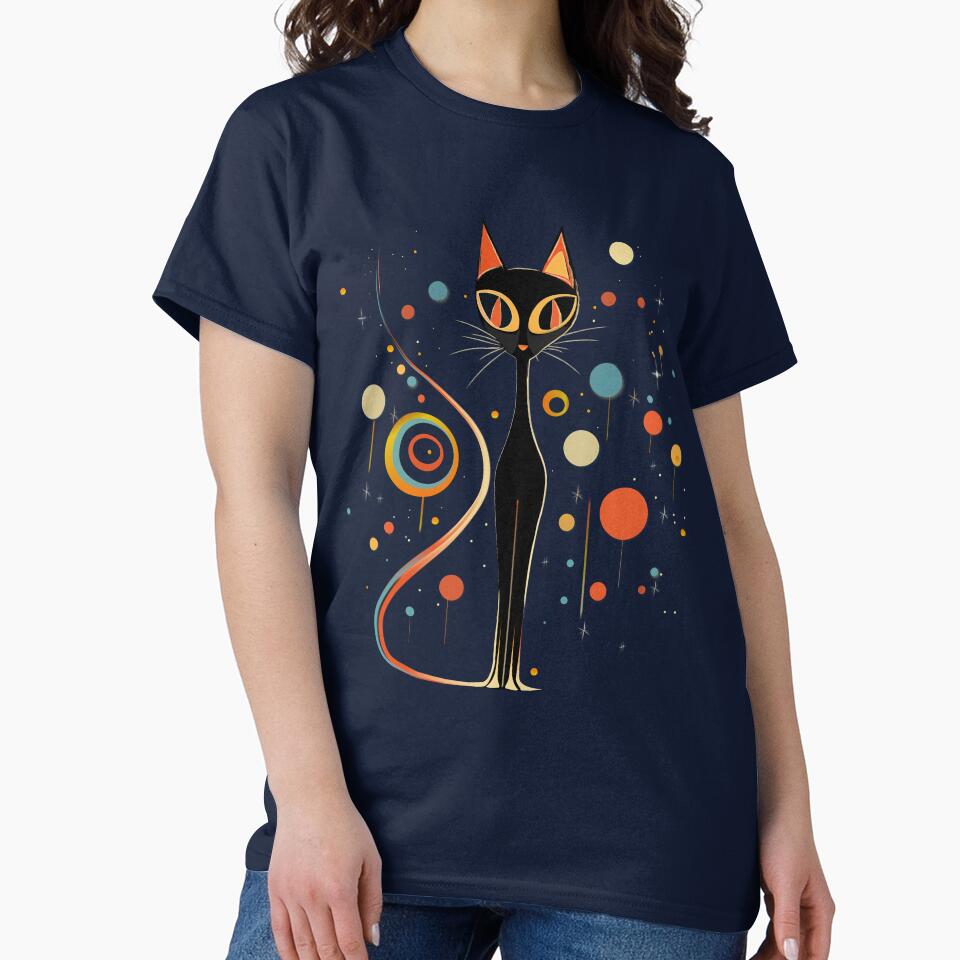 Mid Century Modern Atomic Cat, Retro Hallowen Black Cat, MCM cat, Black MOD cat by BrightStreet