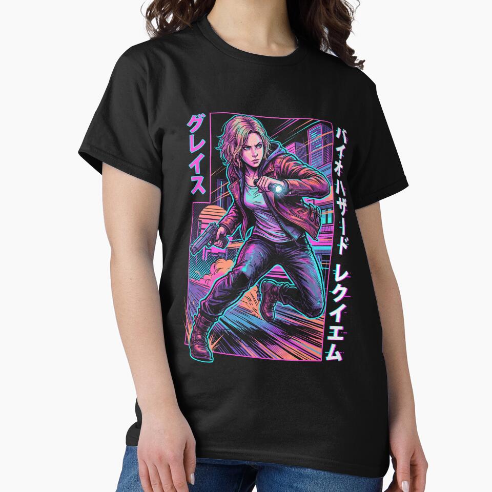 Resident Evil Grace Ashcroft Mother Shadow Retro Cyberpunkj futuristic design by Senpaiwaves