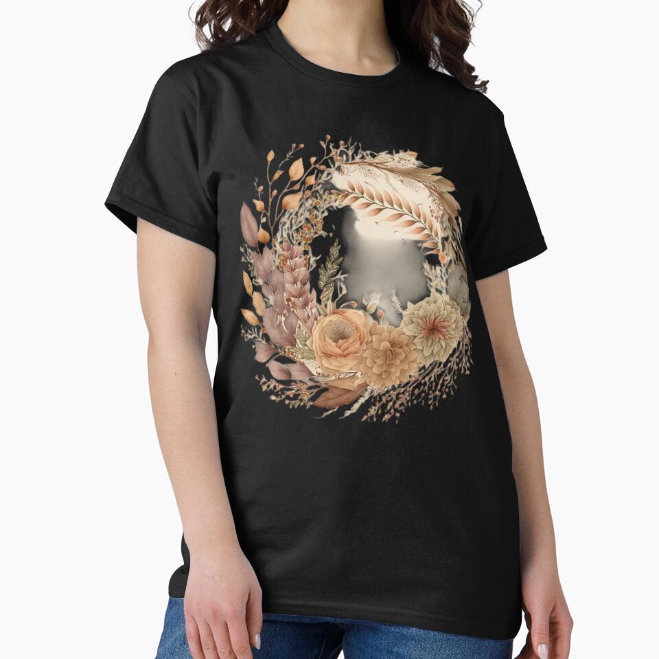 Boho Inspired Floral Print T-Shirt by iDezine GD