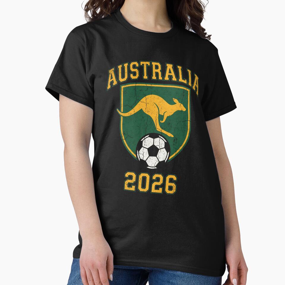 Australia Football 2026 Vintage Soccer Crest | Kangaroo Soccer Art by Imaginationbeyond