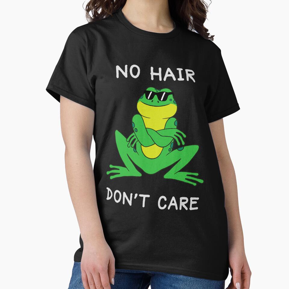 Funny Bald No Hair Don't Care Cute Frog by Zagach Letters