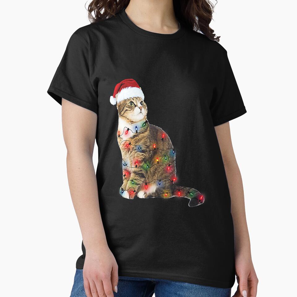 Santa Cat Tangled Up In Lights by deanba81741