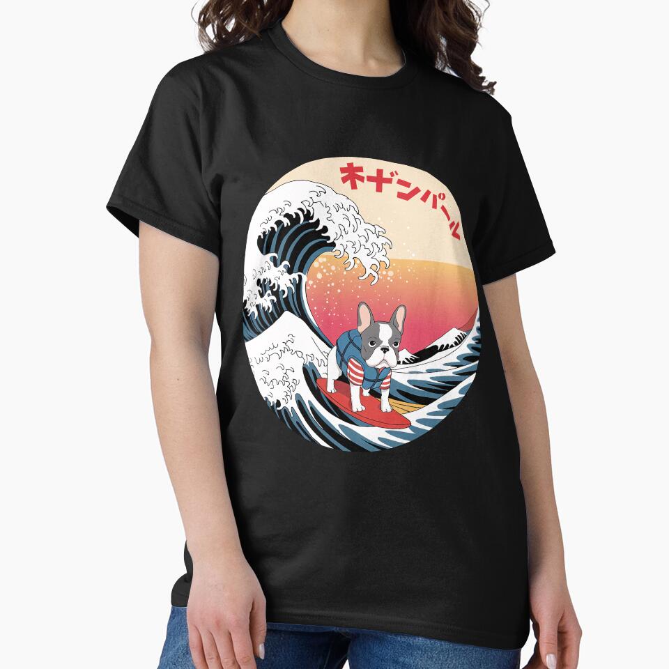 Funny French Bulldog Japanese Kanagawa Wave by FurryHavenPH