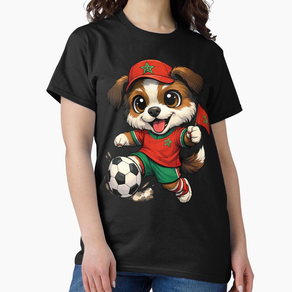 Moroccan Soccer Dog Puppy Football Fan by Tsugraf Designs