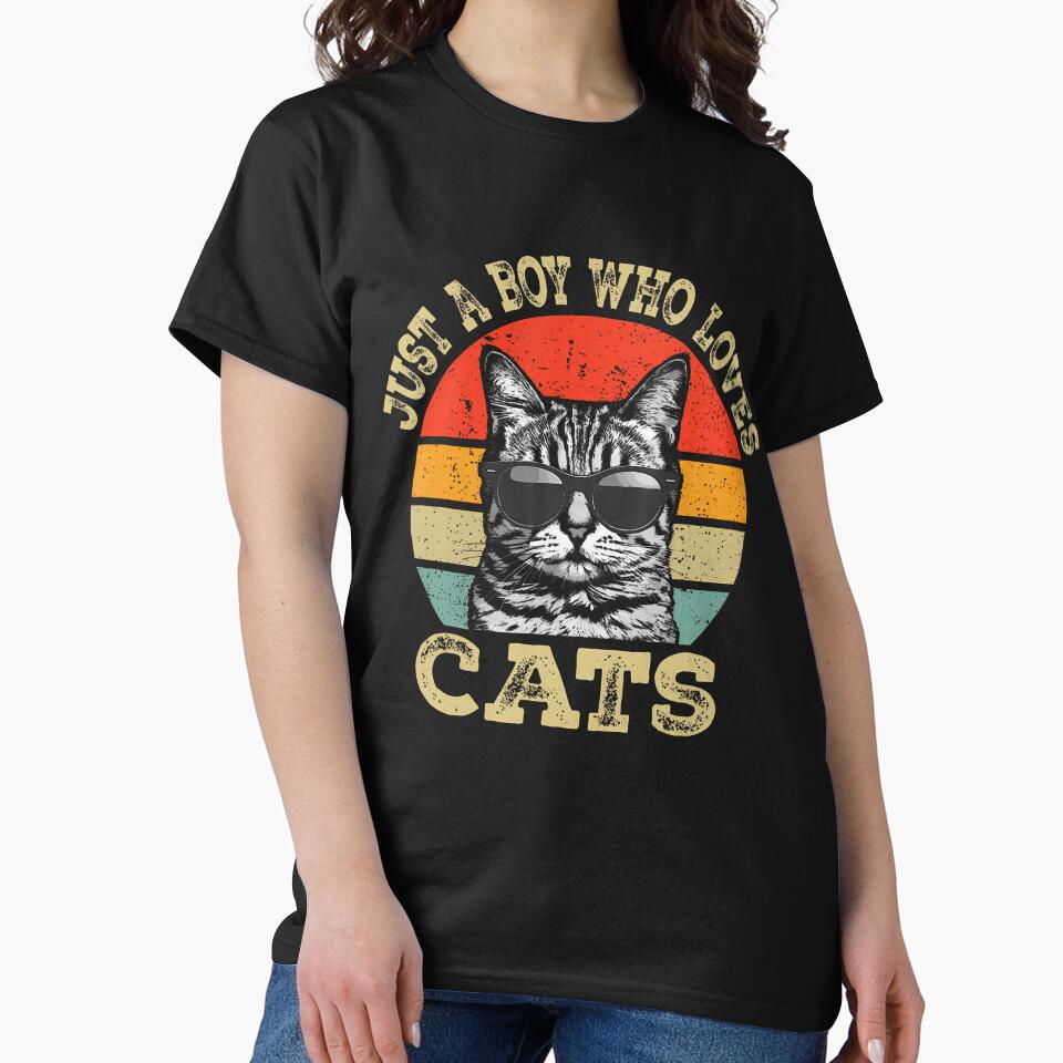 Just A Boy Who Loves Cats Boy Kid Cat Lover For Boys Vintage by KristenSophie