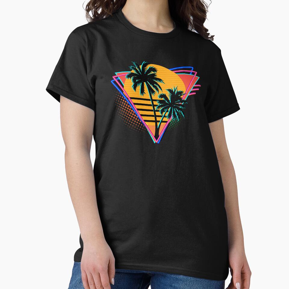 80s Retro Neon Synthwave Inspired Sunset and Palm Trees by BrobocopPrime