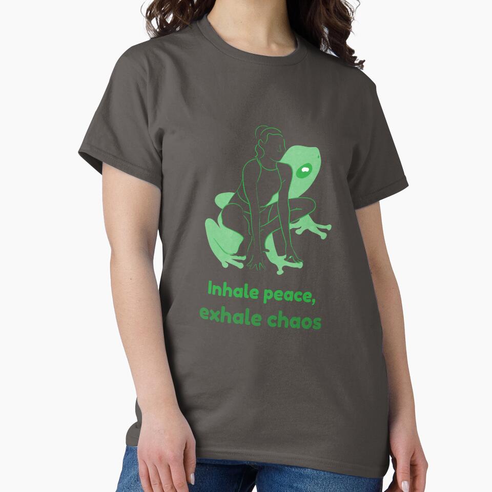 Frog Yoga Pose Mandukasana – Inhale Peace Exhale Chaos Mindful Breathing Yoga Design by WellspringXflow