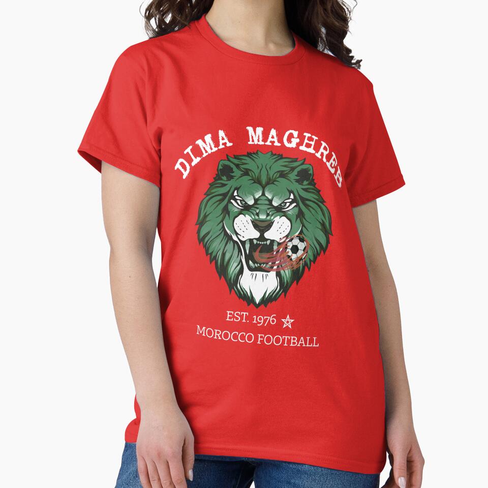 Dima Maghreb Lion Morocco Football Fan Graphic Shirt by WildTrace