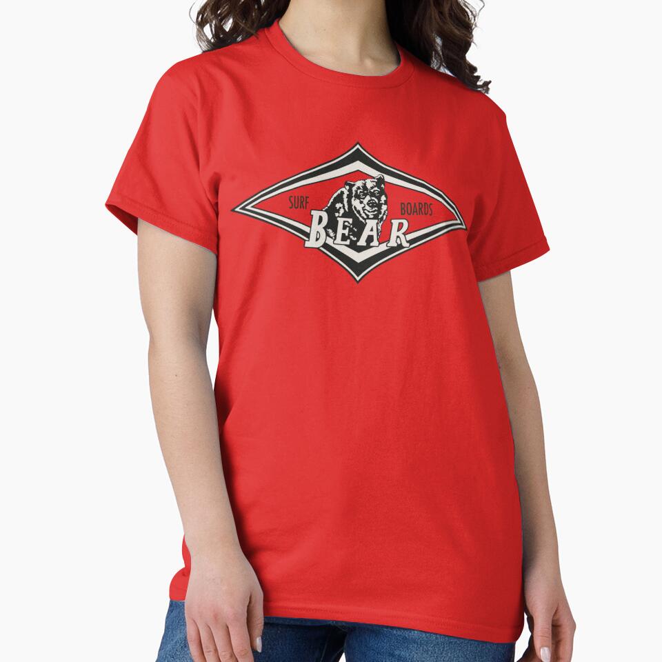 Vintage Surfing Bear Big Wednesday cult Surfboard red surf logo diamond retro T shirt by Kludoman