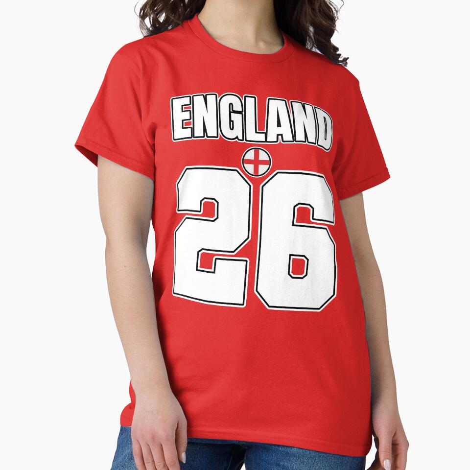 England 26 Football Shirt Design | England Soccer Fan Number Tee | England Supporter Jersey Style T-Shirt | Football 2026 England by The Hairy Melon