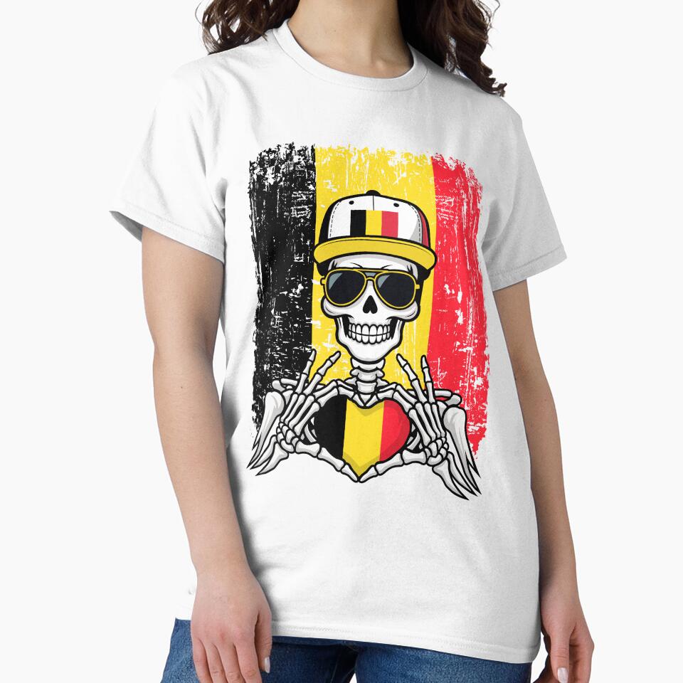Belgian Pride Skeleton Art Tee by Colorful Designs