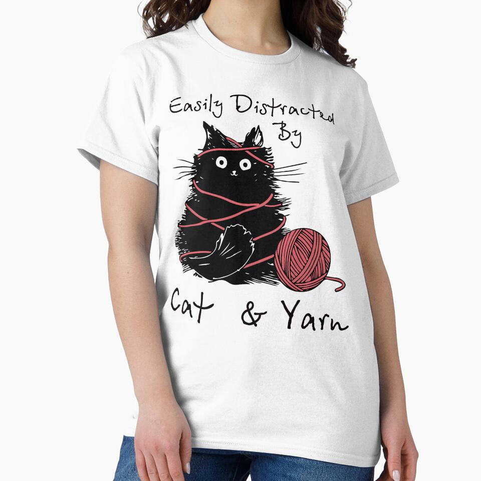 Easily Distracted By Cat And Yarn by printify