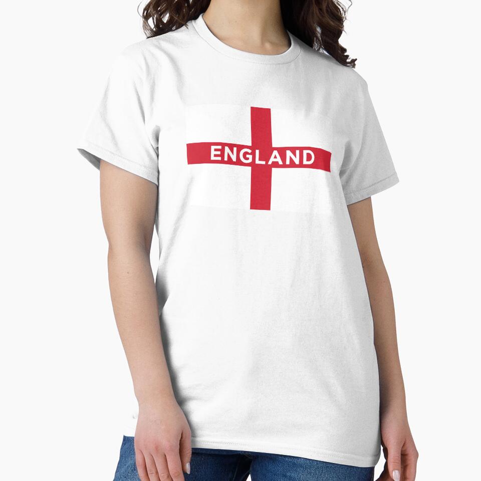 England Flag With Text (On Red) by STUDIO-72