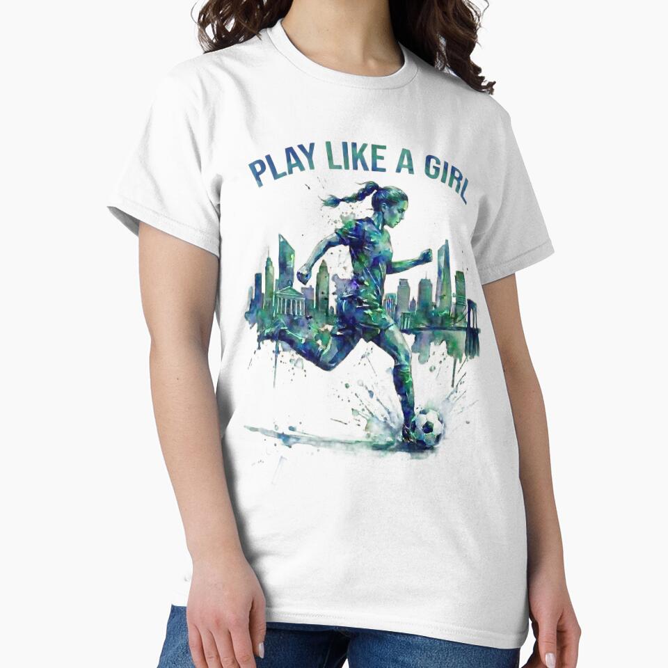 Play Like a Girl NYC Soccer Watercolor Art by laughingshirts