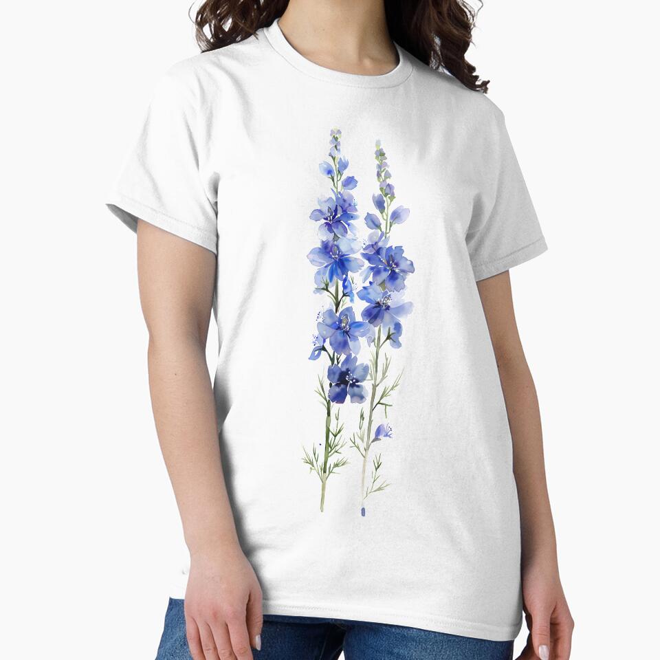 Watercolor Delphinium Flower by junkydotcom