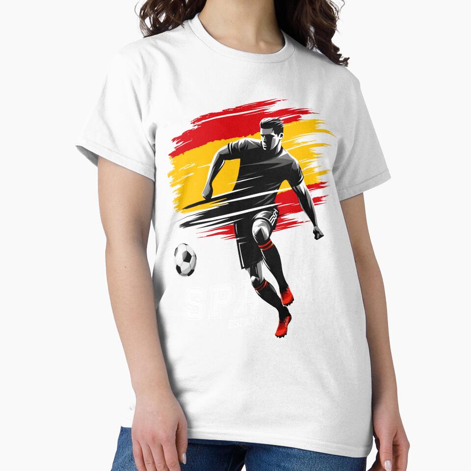 Football Soccer Spain Spanish Flag Banner Player Silhouette by Infinitee8hirts