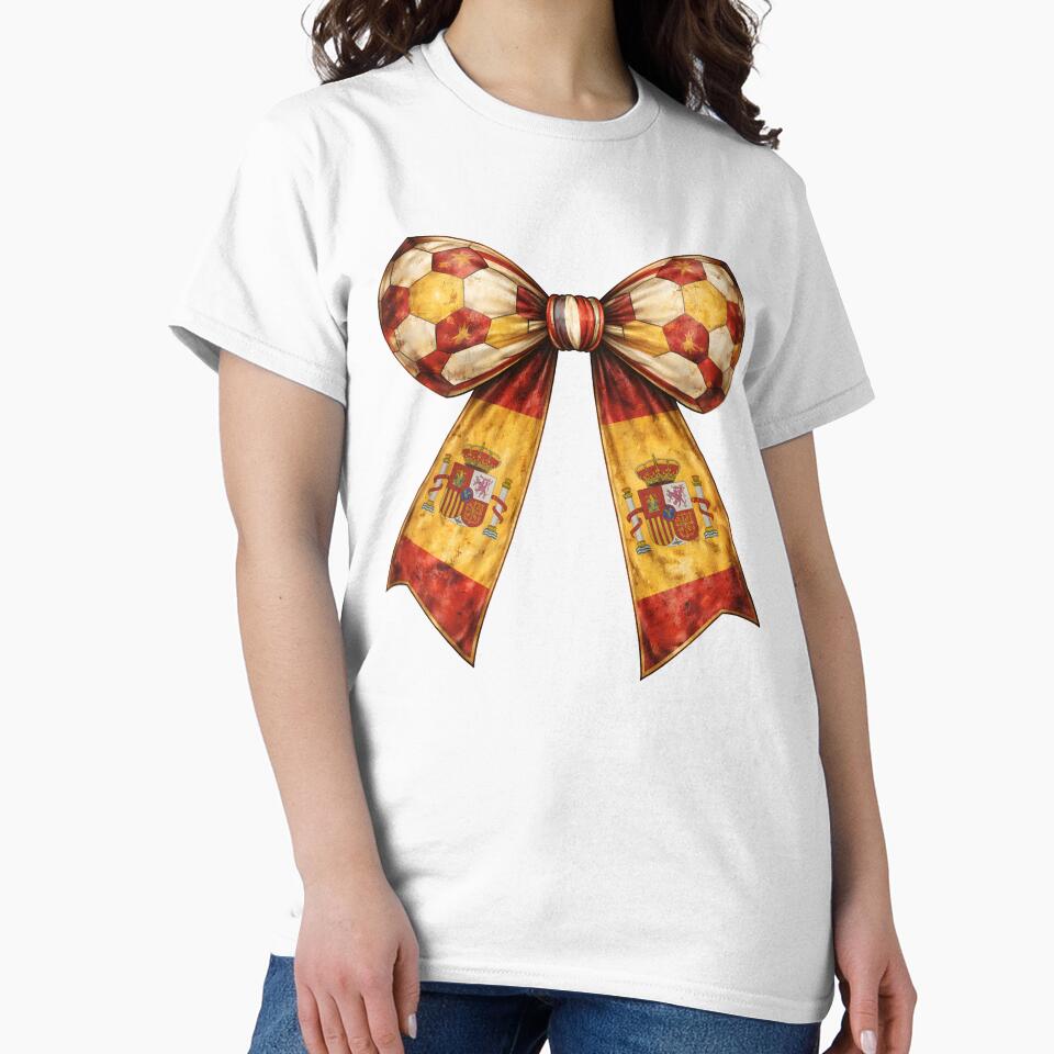Spain Red Yellow Flag Patterned Patriotic Soccer Bow by MuniraWearify