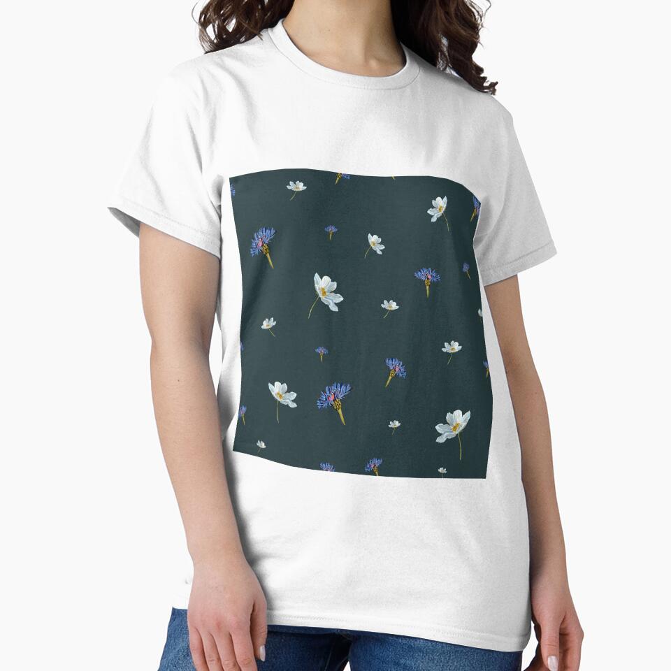 Flower blue daisy pattern seamless a watercolor blue by Yana Mustafina | Boho Soulful Designs