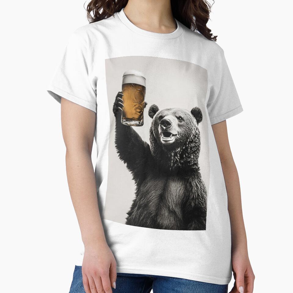 Bear Drinking Beer, Funny Drinking Humor Art by CheekyAnimalz