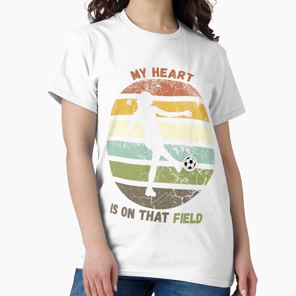 My Heart Is On That Field Vintage Sunset Soccer Football Player Design by dschiffer12