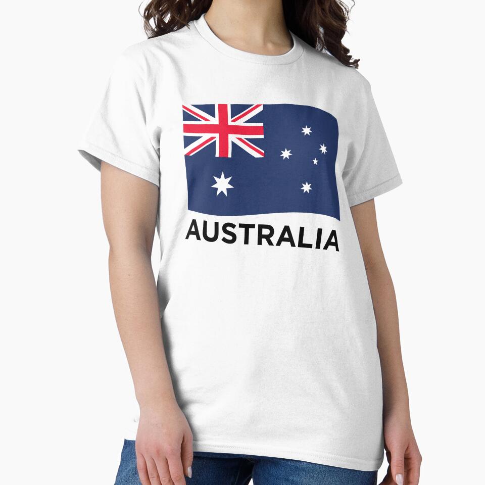 Australia Wave Flag With Text (On White) by STUDIO-72