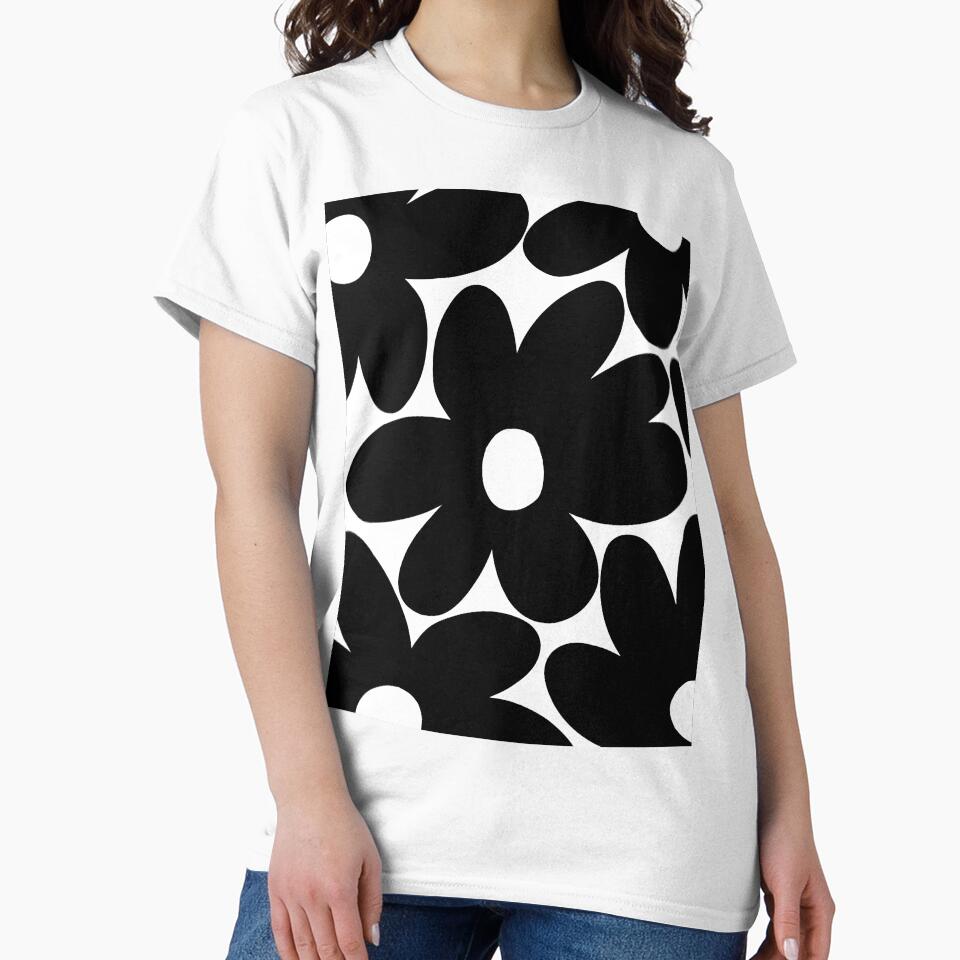 Retro Daisy Flowers in Black & White #1 #floral #pattern #decor #art by Anita's & Bella's Art