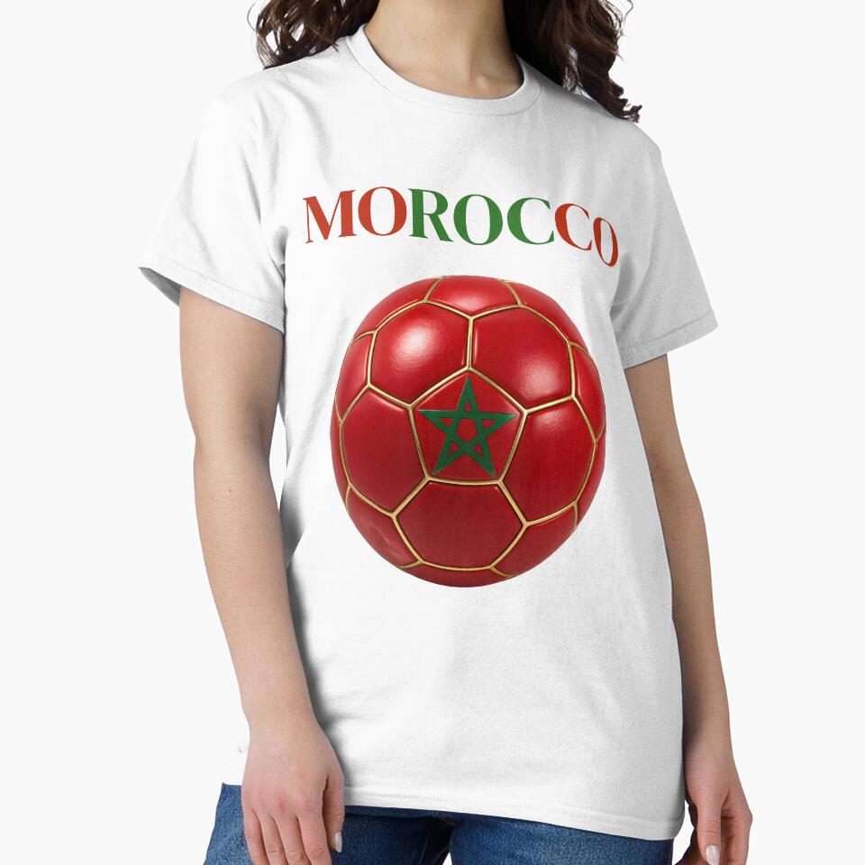 Morocco Soccer Ball Red Green Football Design Moroccan Flag Sports Fan Gift by ArtSpark Studio