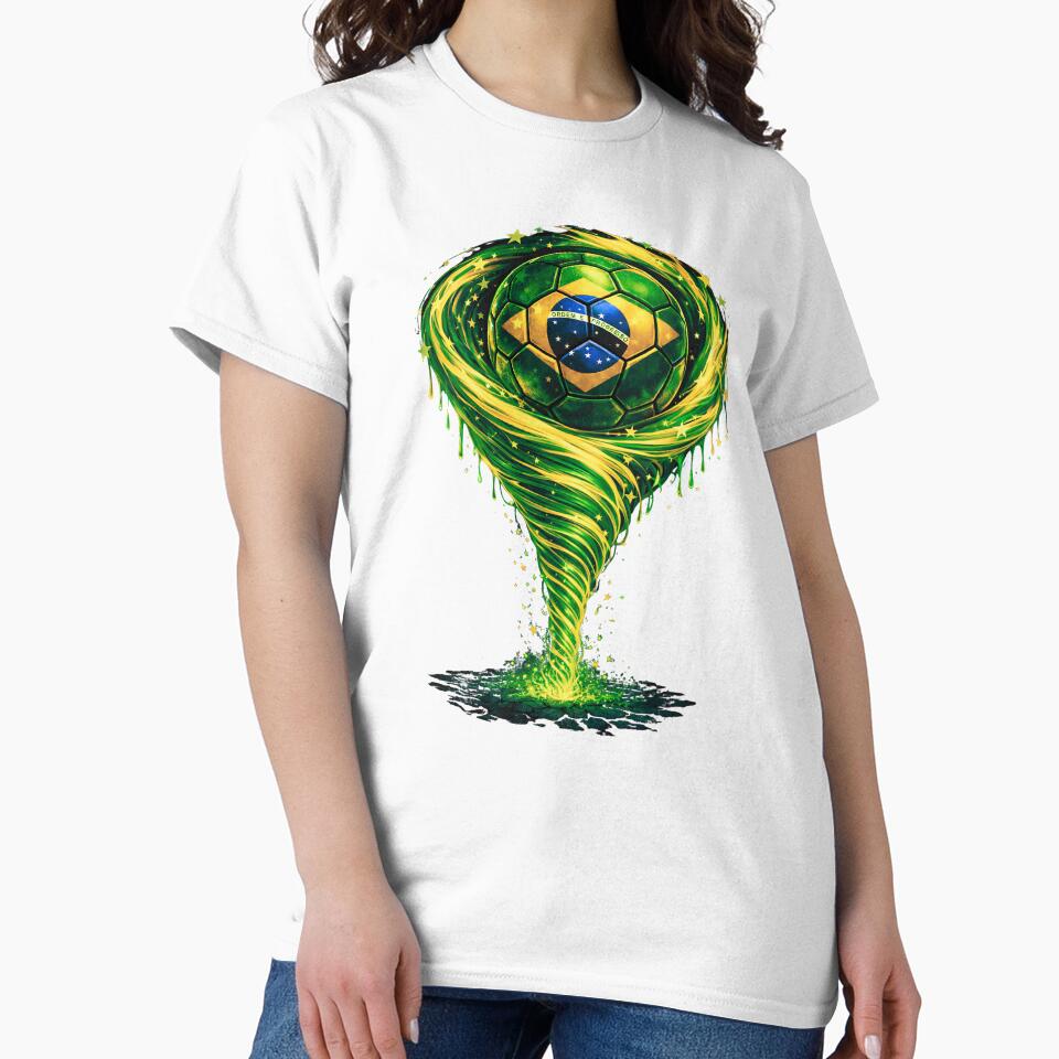 Brazil Soccer Tornado: Yellow Green Blue Vortex Art by FunToTheFullest