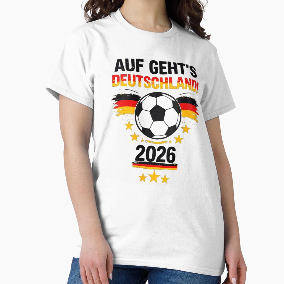 Auf Gehts Deutschland Germany Soccer Football Supporter Team Pride 2026 T-Shirt by Serene woods